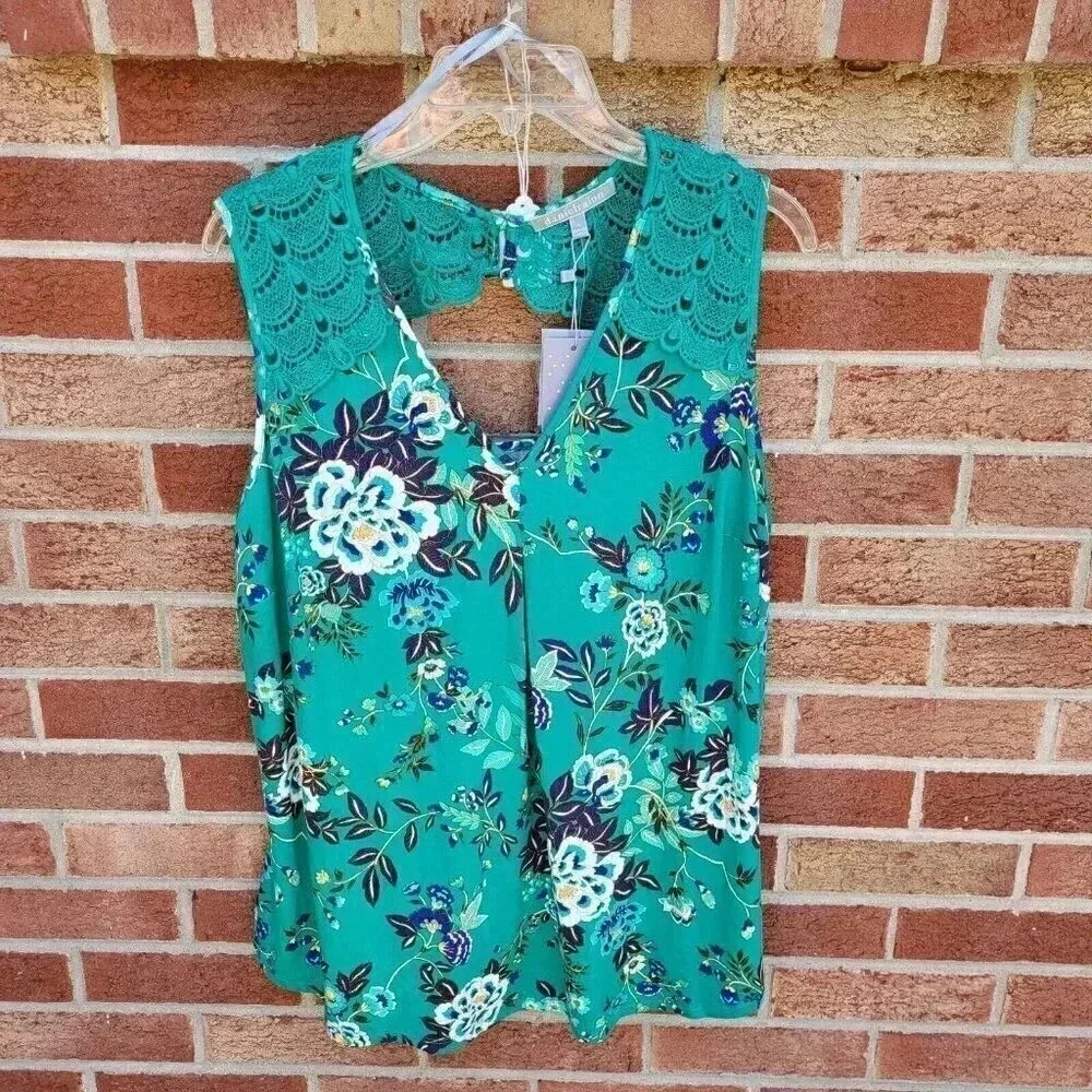Danielrainn Tank Blouse Women's Size 1X New with Tags BOHO Flowy with Cutouts